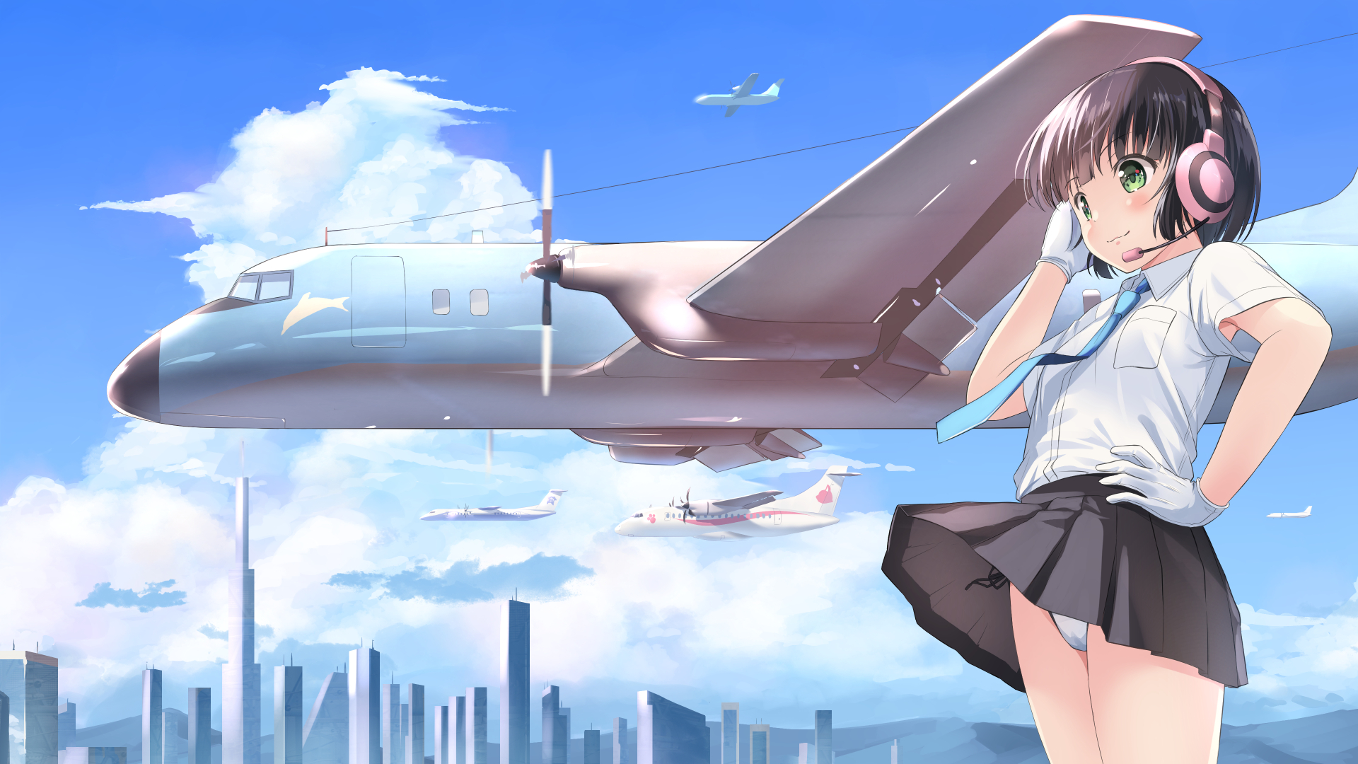 Kani miso cameltoe headphones loli pantsu seifuku skirt lift string